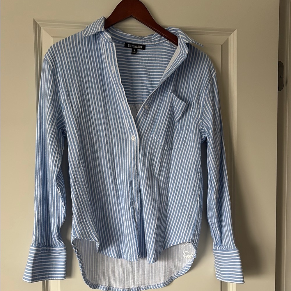 Blue Striped Button-Up Shirt
